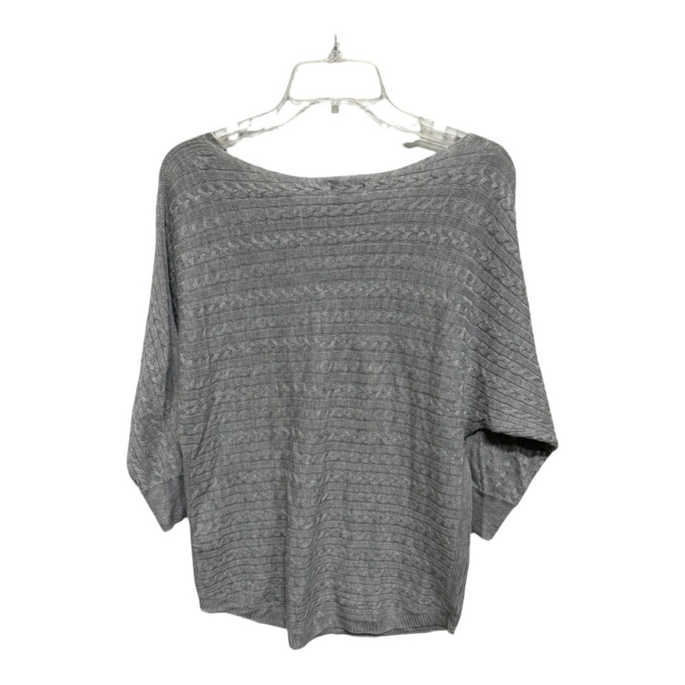 Market & Spruce Gray Knit Light Weight Sweater Size Medium Cashmere Silk Blend - Picture 4 of 6